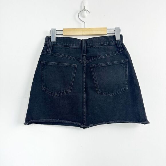 Madewell Rigid Denim A-Line Mini Skirt in Lunar Wash ( Black ) Sz 24 - Picture 4 of 13